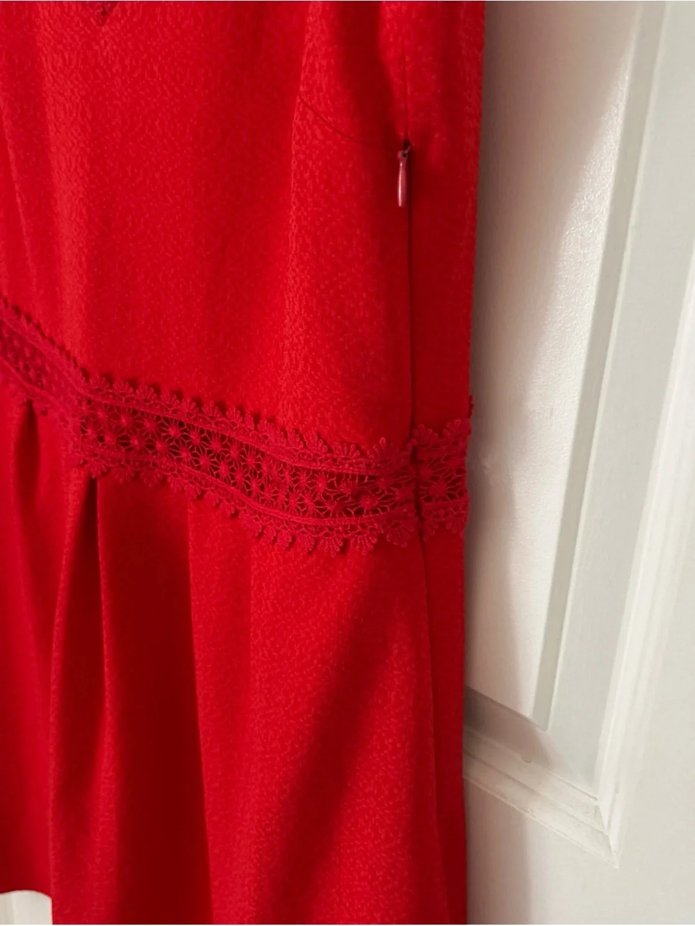 Sezane Daniela Coral-Red V-Neck Sleeveless Mini Dress